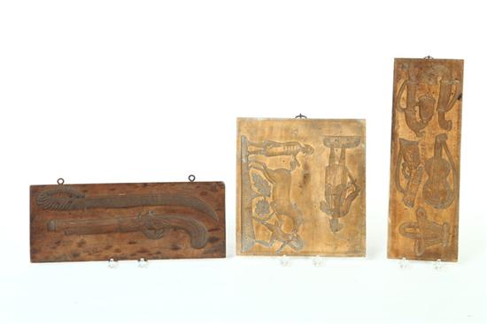 Appraisal: THREE COOKIE BOARDS European th century hardwood Two are double