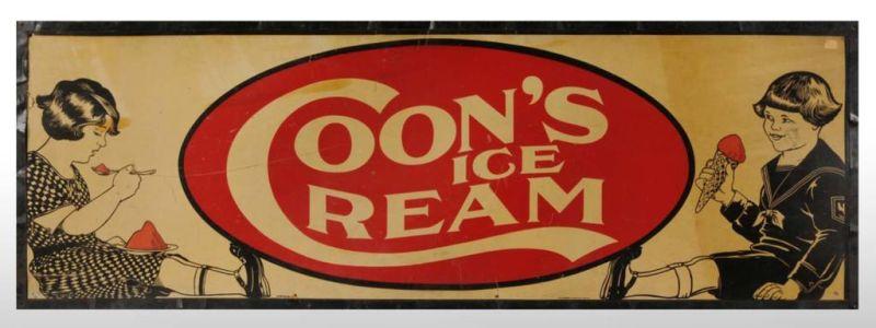 Appraisal: Heavy Cardboard Coon's Ice Cream Sign Description Circa Includes original