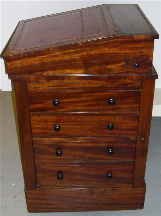 Appraisal: th C Campaign Davenport desk mahogany inset leather top one