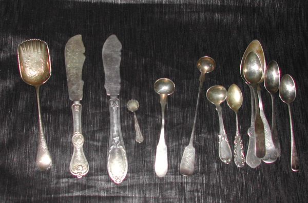 Appraisal: Thirteen Assorted Pieces of Sterling and Coin Silver Flatware including