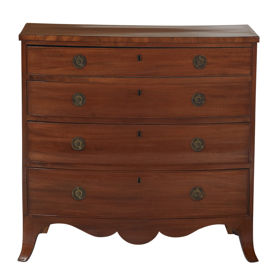 Appraisal: George III Mahogany Chest of Drawers bowfronted late th century