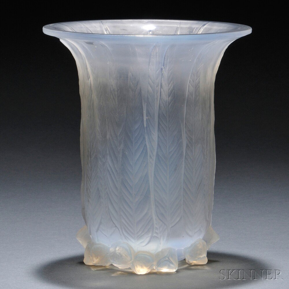 Appraisal: R Lalique Eucalyptus Vase Art glass France Marcilhac no designed