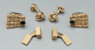 Appraisal: Three pairs gold cufflinks one pair Tiffany Co marked Love