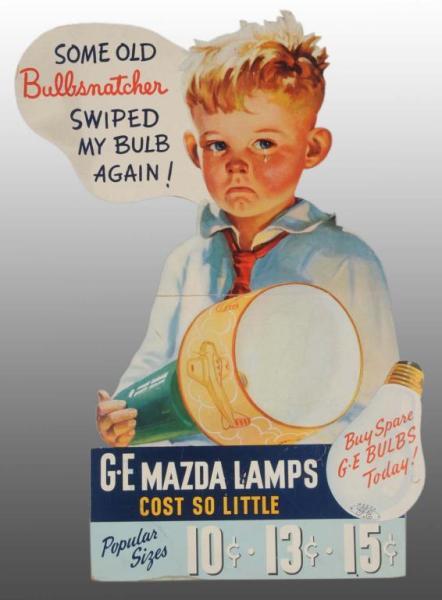 Appraisal: Cardboard Mazda Lamps Die-Cut Window Display Description s to s