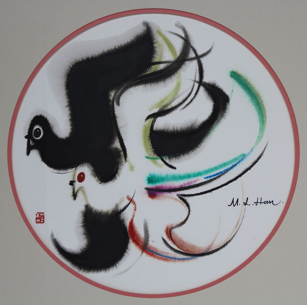 Appraisal: Han Meilin B Doves Han Meilin Chinese B Doves Signed