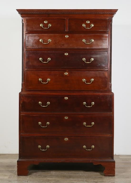 Appraisal: th century English tallboy chest of drawers Mahogany drawers with