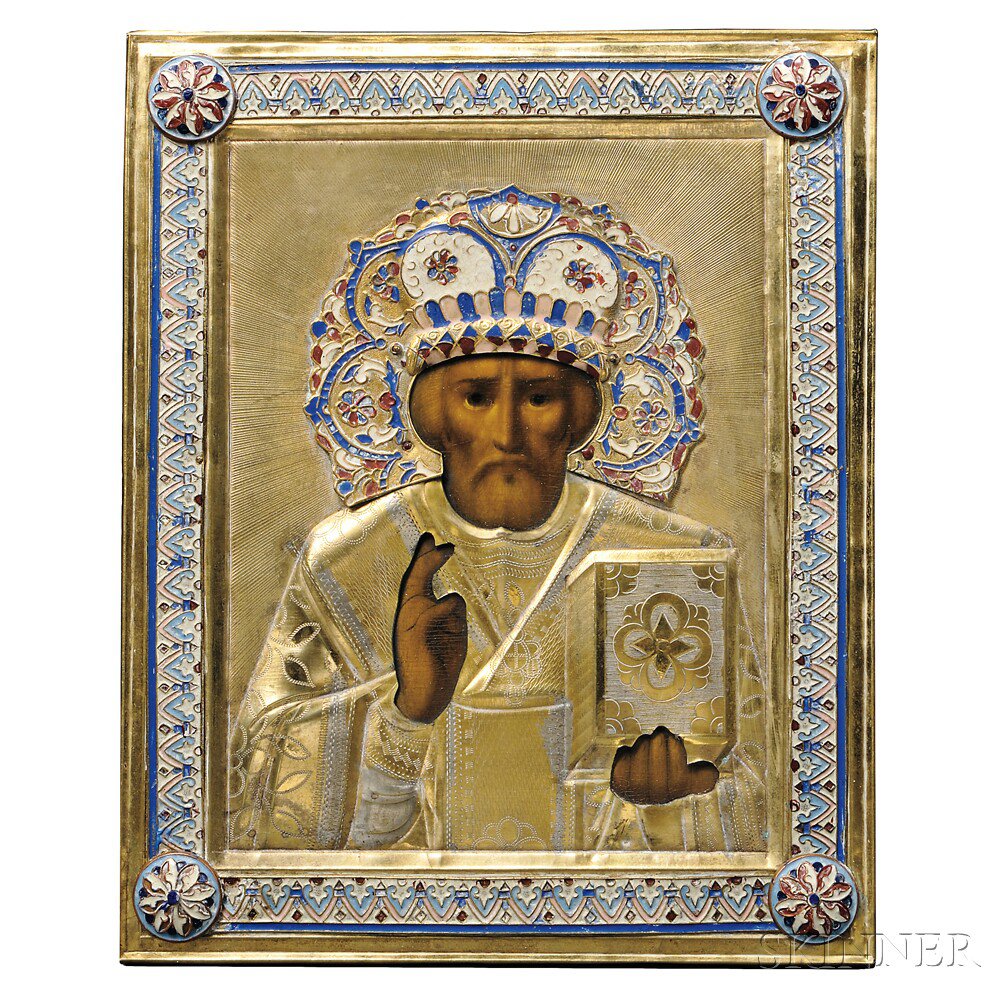 Appraisal: Russian Icon Depicting St Nicholas c the saint clad in