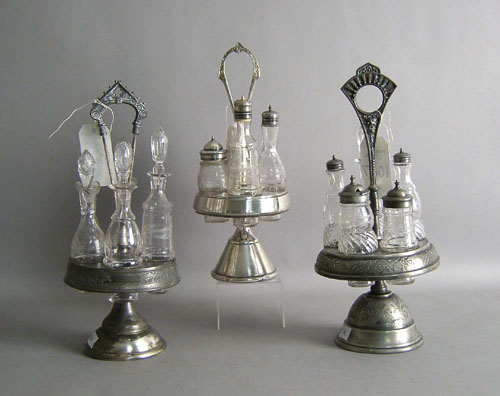 Appraisal: Three silver plated cruet sets