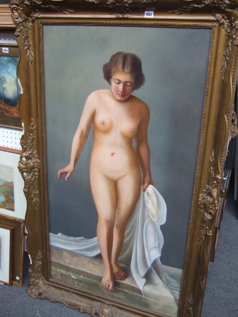 Appraisal: Adrienne Henczne Deak - Female nude oil on canvas signed