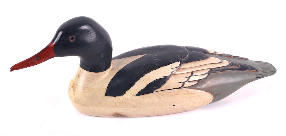 Appraisal: Tom Taber Common Merganser Signed Decoy For your consideration is