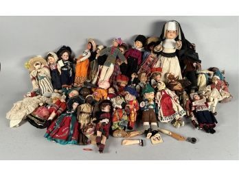 Appraisal: Large lot of small world dolls including leather fabric plastic