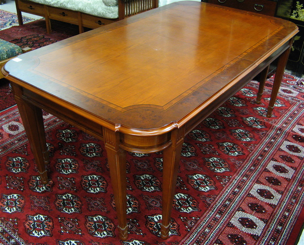 Appraisal: FEDERAL STYLE MAHOGANY AND BURL WALNUT DINING TABLE WITH TWO