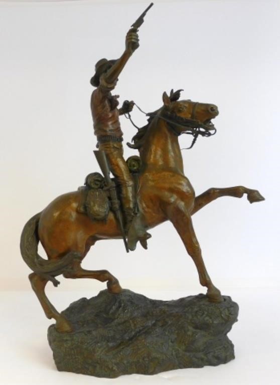 Appraisal: CAUL KAUBA - BRONZE SCULPTURE OF A MANon horseback US