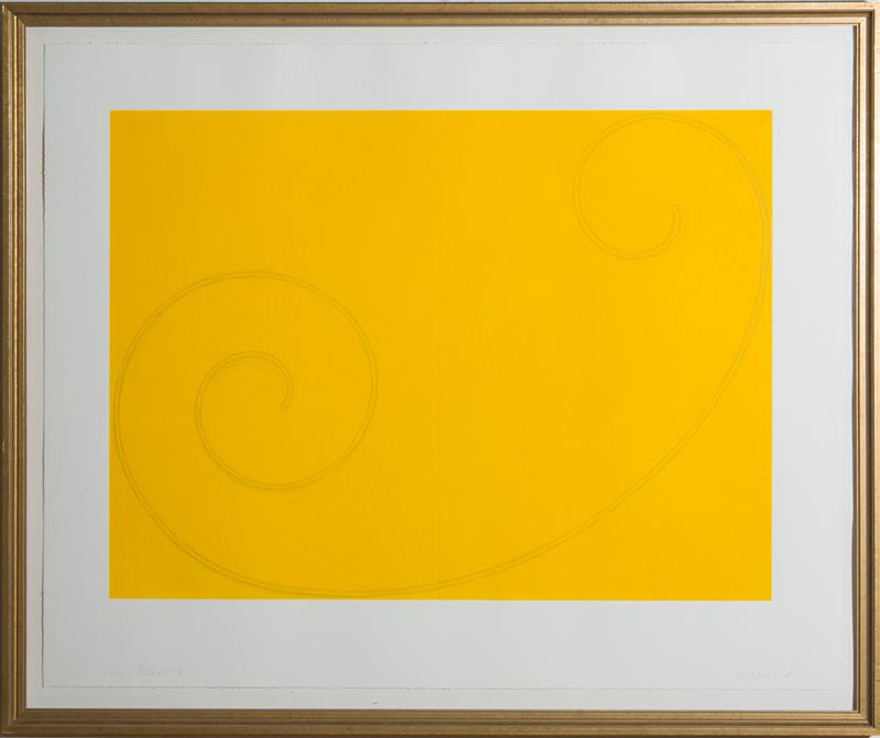 Appraisal: ROBERT MANGOLD b YELLOW CURLED FIGURE FOR LINCOLN CENTER FESTIVAL