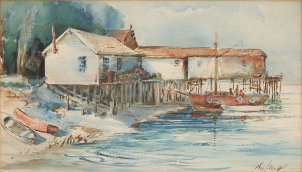 Appraisal: George Steinffel American th century Harbour Scene Watercolor Signed lower