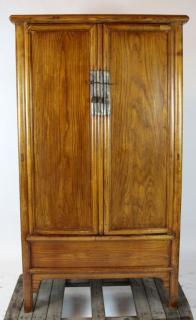 Appraisal: Chinese hardwood door wardrobe with brass hardware h x w