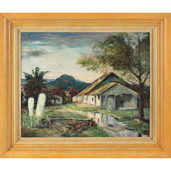 Appraisal: Miles Jefferson Early American - Mexican Village oil on canvas