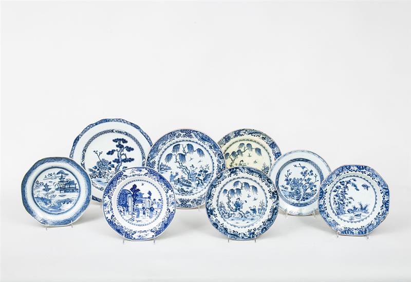 Appraisal: Eight Chinese Blue and White Porcelain Plates Comprising four soup