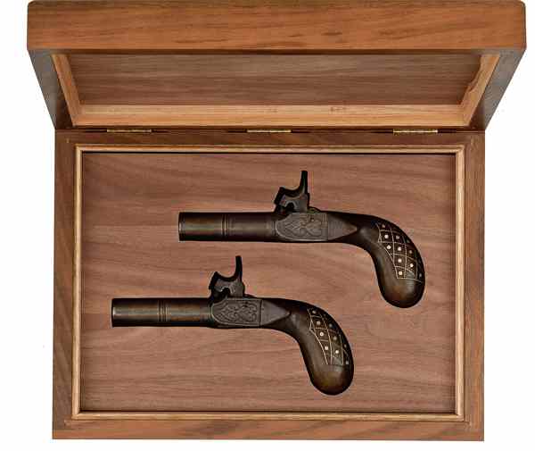 Appraisal: Pair of Belgian Perccussion Boxlock Single Shot Muff Pistols cal