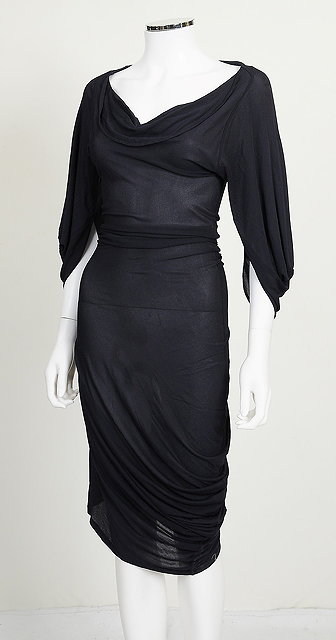 Appraisal: A pre- navy blue Alexander McQueen dress wide cowl neck