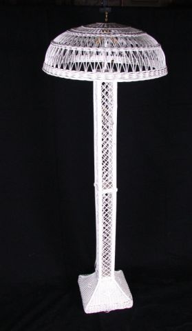 Appraisal: White Painted Antique Wicker Floor Lamp