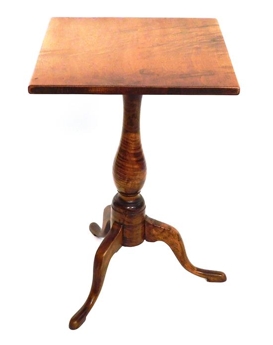 Appraisal: Candlestand with square top standard with striped figuring turned baluster