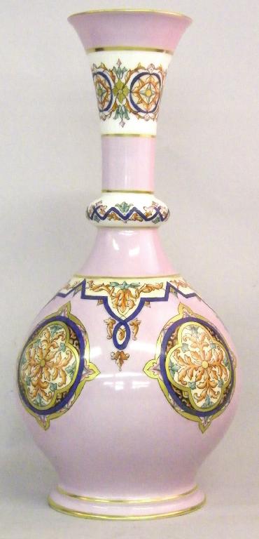 Appraisal: French aesthetic porcelain baluster vase decorated with stylised geometric foliate