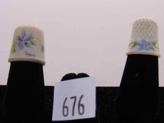 Appraisal: Lot of porcelain thimbles with blue flowers