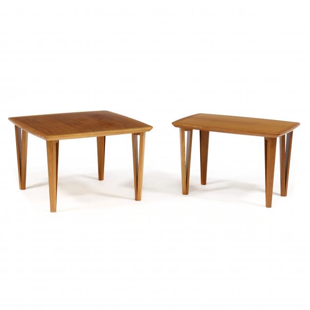 Appraisal: LAURITS M LARSEN TWO DANISH TEAK SIDE TABLES Circa each