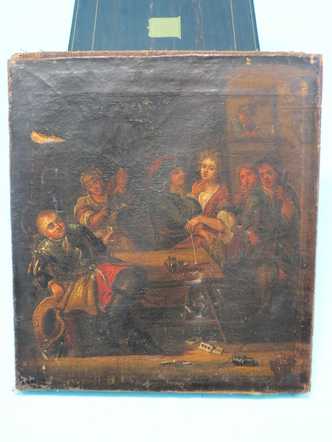 Appraisal: An th century oil on canvas Dutch tavern scene x