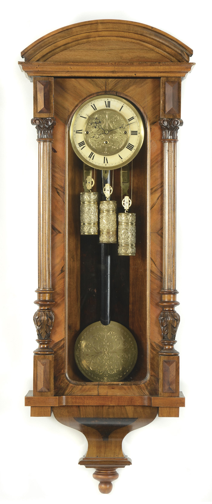 Appraisal: GRANDE SONNERIE WALL CLOCK German c having a -weight -day