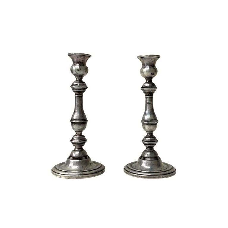 Appraisal: Sterling Silver Weighted Candle Sticks Sterling Silver Weighted Candle Sticks