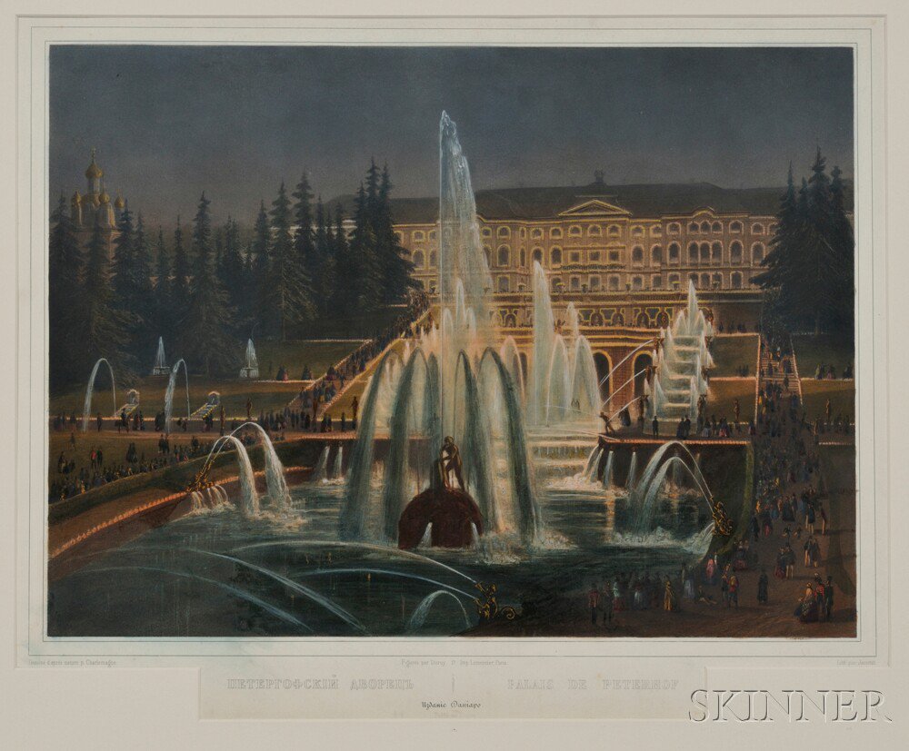 Appraisal: Colored Lithograph of Peterhof Palace th century printed by Lemercier