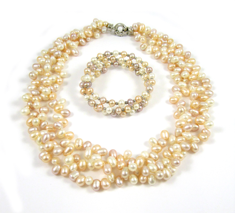 Appraisal: PRINCESS LENGTH PINK PEARL NECKLACE including a multi-strand necklace L