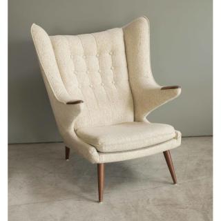 Appraisal: Papa Bear Chair Attributed to Hans Wegner Off white upholstered