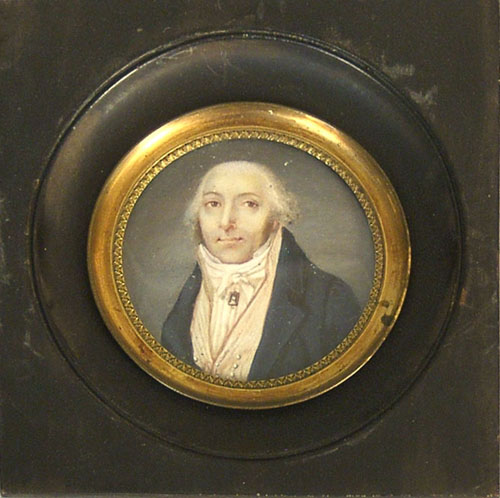 Appraisal: Miniature watercolor on ivory portrait of a gentleman early th