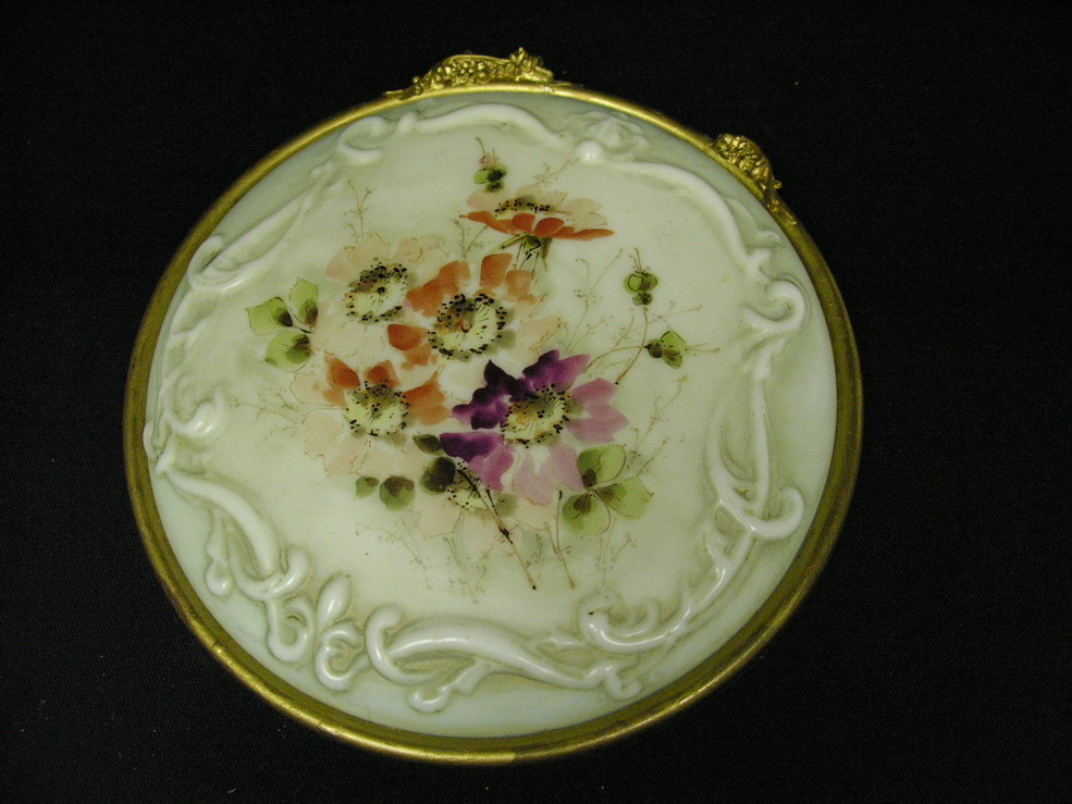 Appraisal: WAVE CREST WALL PLAQUE Floral hand painted motifs Remnants of