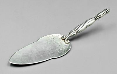 Appraisal: Georg Jensen sterling cake server stylized bud handle number -