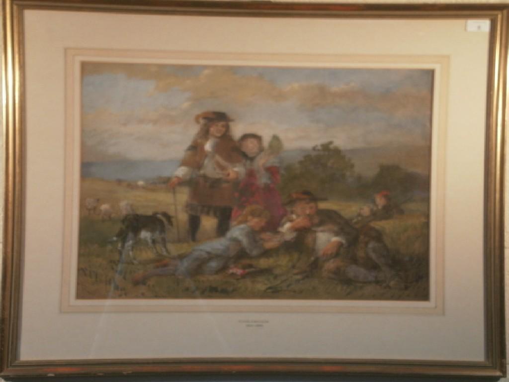 Appraisal: John Absolon - figures in country landscape watercolour drawing cm