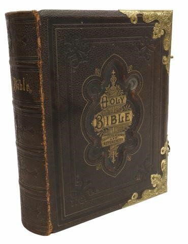 Appraisal: Illustrated family bible late th c gilt embossed black leather