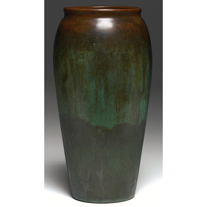 Appraisal: Large and decorative Clewell vase copper-clad pottery large tapered shape