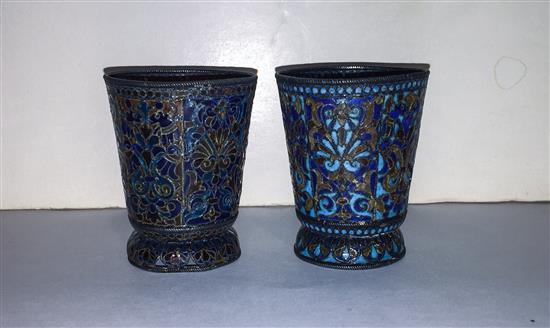 Appraisal: Sale Lot A Pair of Continental Plique a Jour Beakers