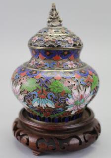 Appraisal: th C Cloisonne Enameled Covered Vase th C Cloisonne Enameled