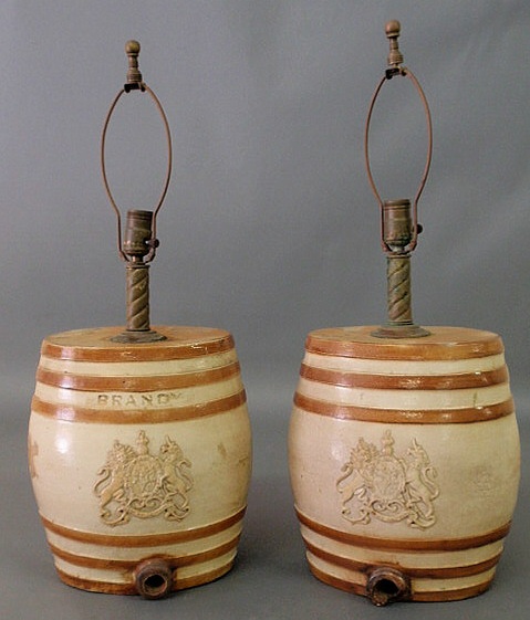 Appraisal: Pair of English stoneware liquor casks two-gallon Doulton Watts Lambeth