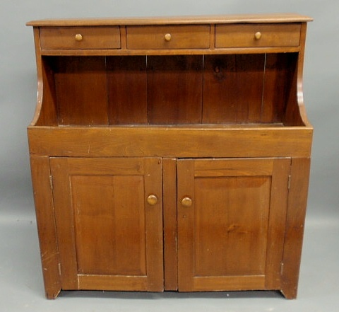 Appraisal: Poplar dry sink c with three upper drawers h x