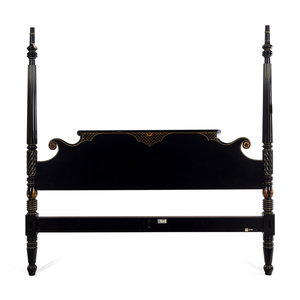 Appraisal: A Regency Style Black-Painted Canopy Bed Julia Gray th Century