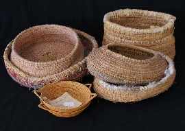 Appraisal: Five Baskets by Ngyaanyatjarra Women from Central Australia wangurnu grass