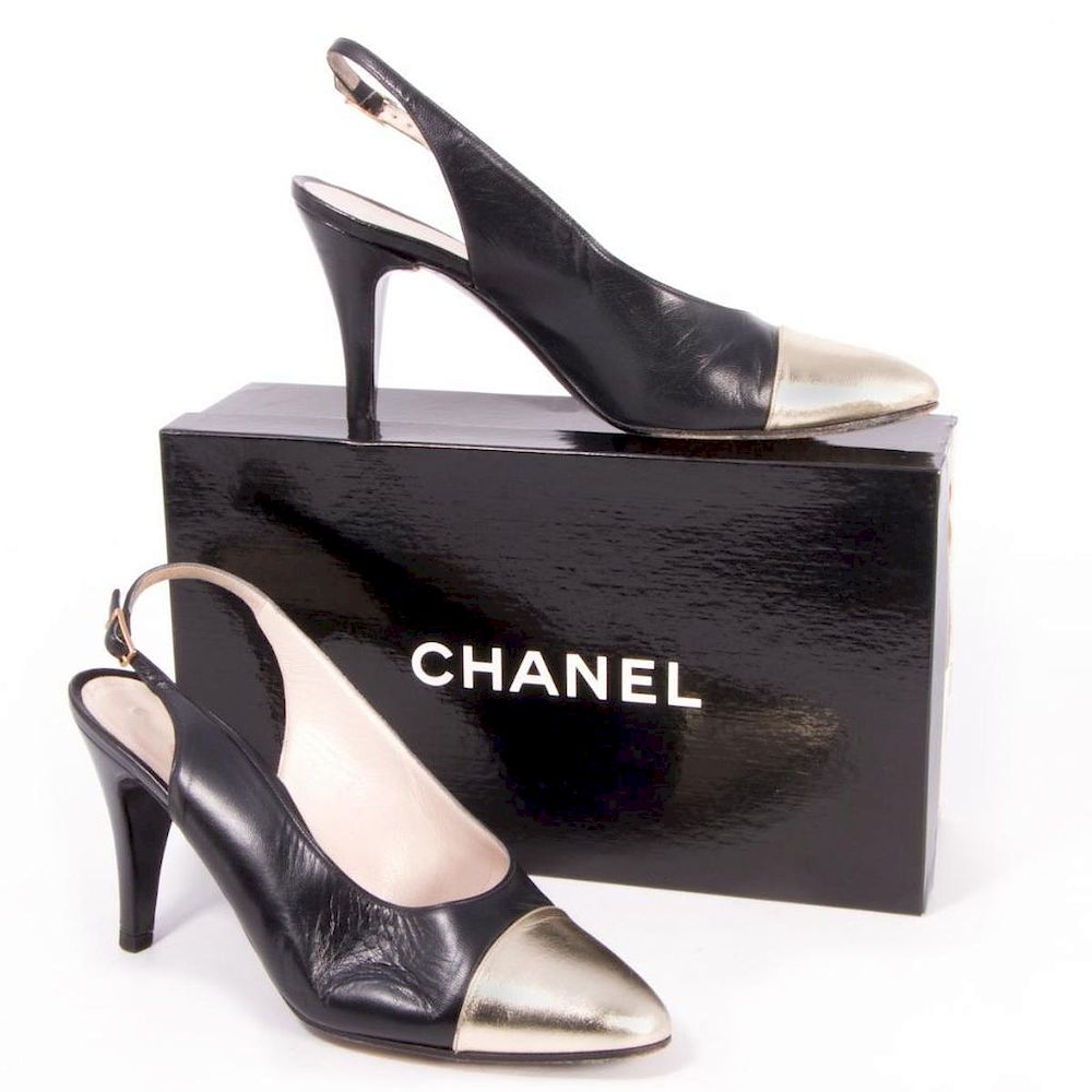 Appraisal: Chanel Women's 'Capretto Nero' Shoes size with box moderate wear