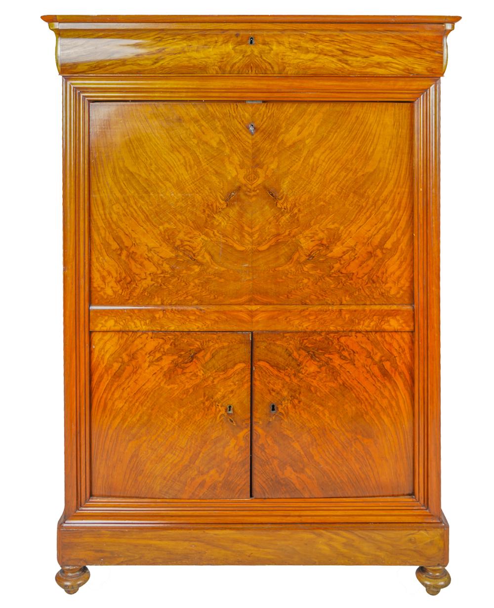 Appraisal: LOUIS PHILIPPE-STYLE SECRETAIRE A ABBATANTthe marble top over a drawer