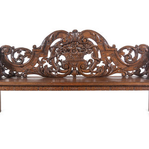 Appraisal: A Jacobean Style Carved Oak Hall Bench th Century Height